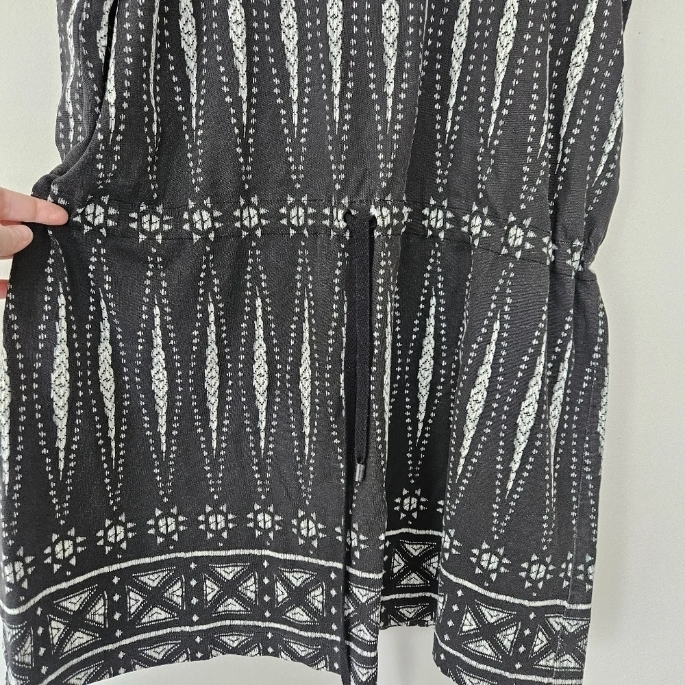Tory Burch Bologan Knit Aztec Pima Cotton Drawstring Mini Shortsleeve Dress L
